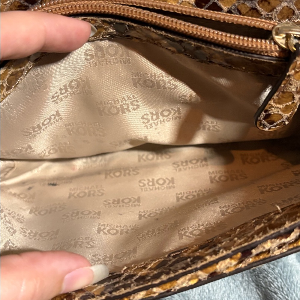 Michael Kors Tan Snake Print Crossbody Bag - Picture 4 of 6